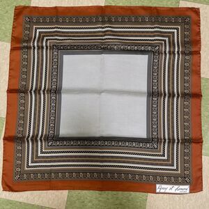 Guy st. Honore  Silk Scarf 31” x 30” Paisley Burnt Orange Brown Geometric